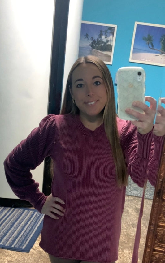 Burgundy ribbed top