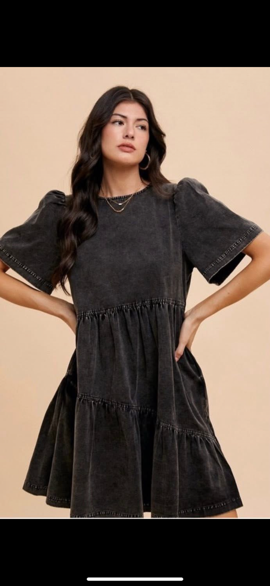 Black denim dress