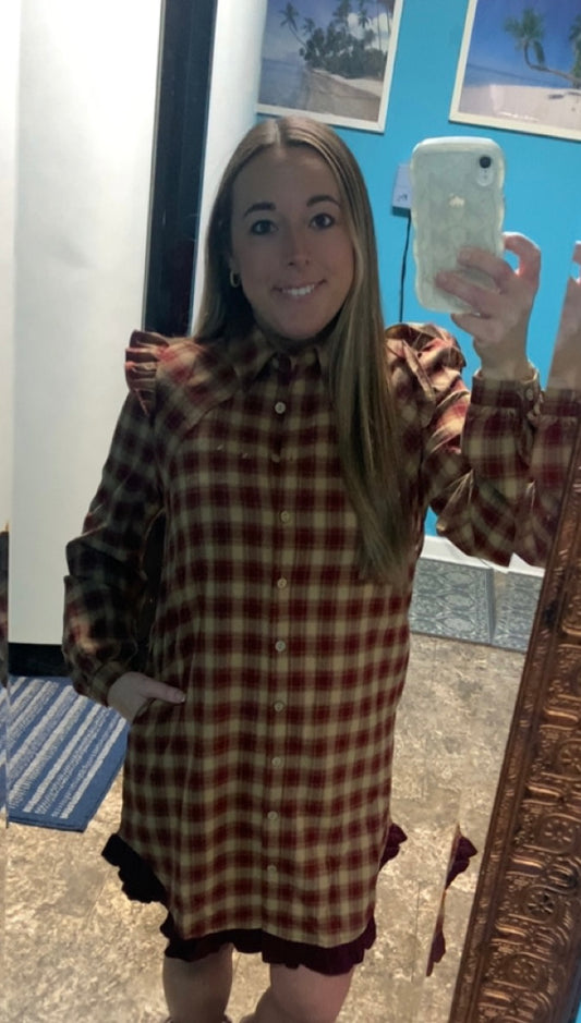 Burgundy plaid dress