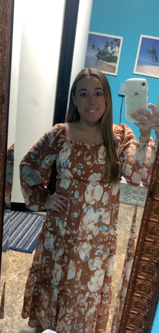 Brown floral maxi
