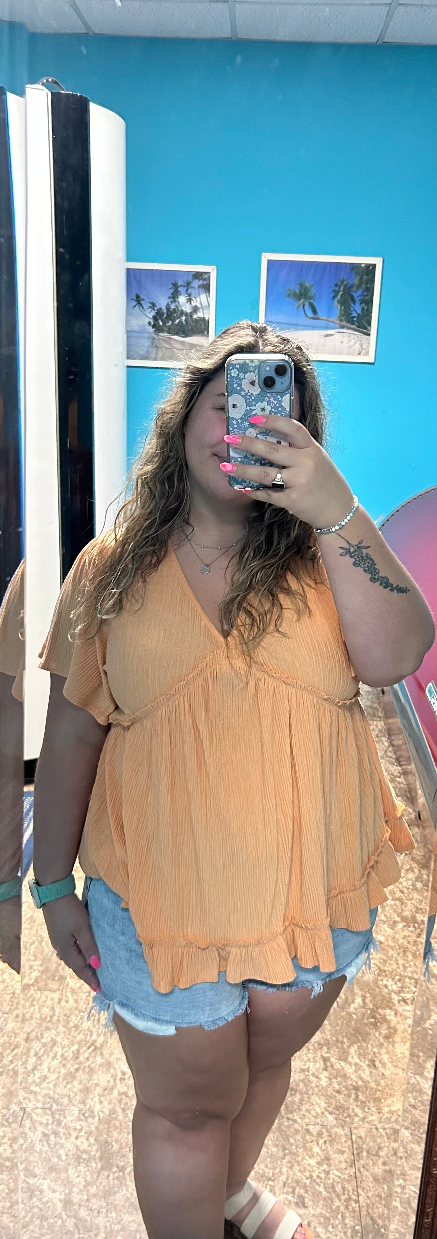 Orange babydoll top