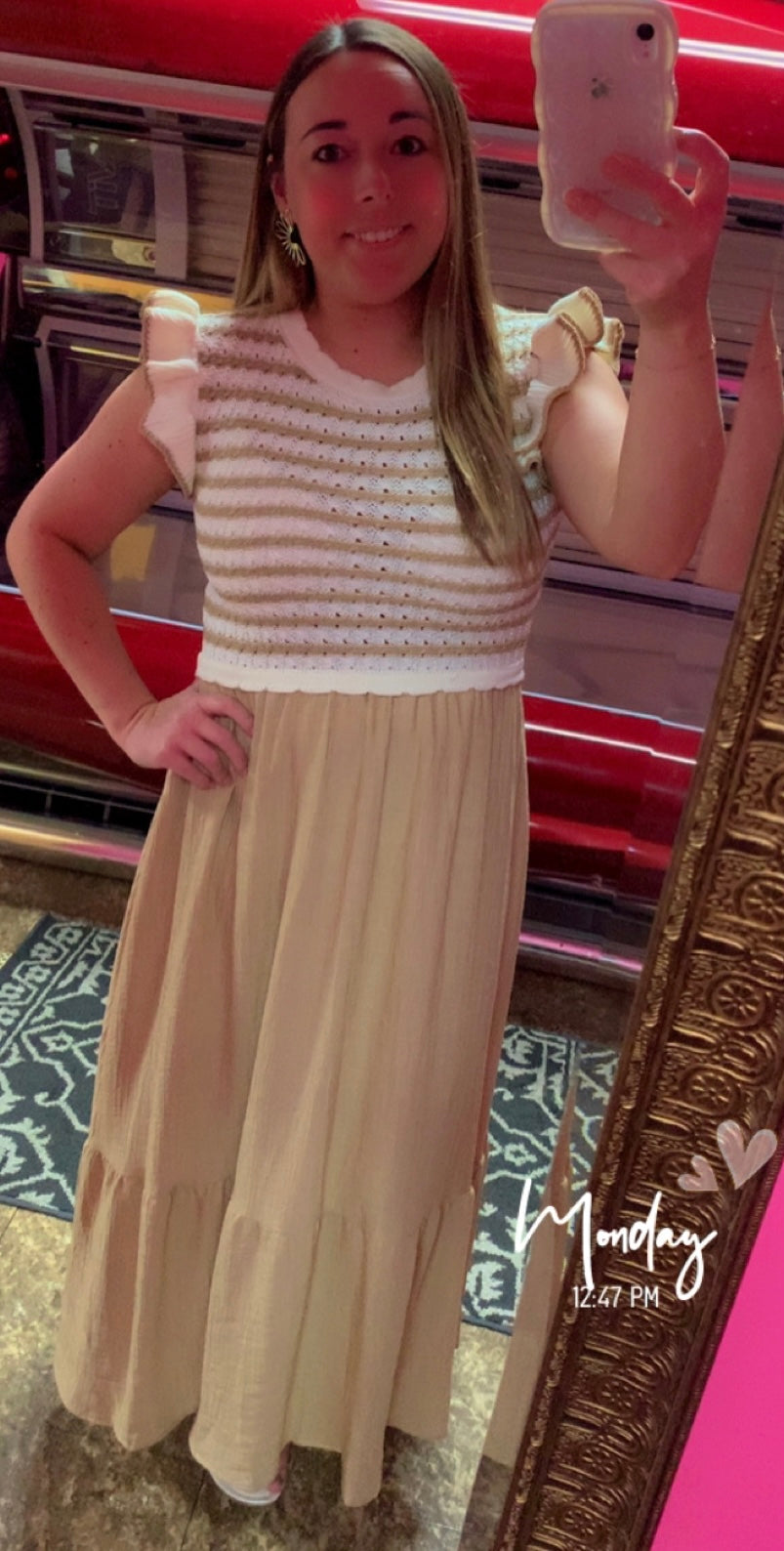 Khaki sweater top dress