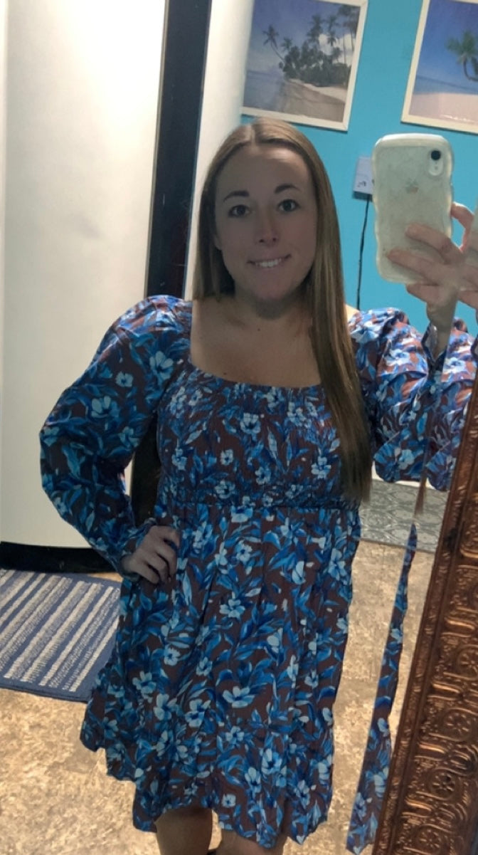 Royal/brown floral dress