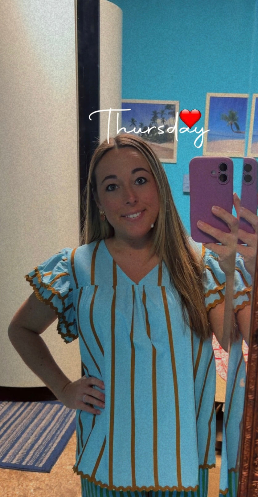 Aqua/brown top
