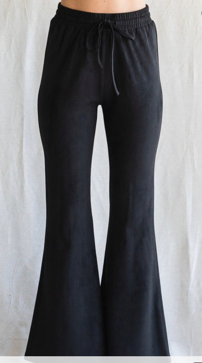 Faux suede flare pants