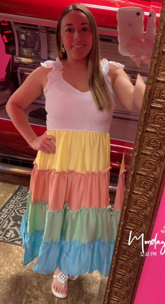 Pastel color block maxi