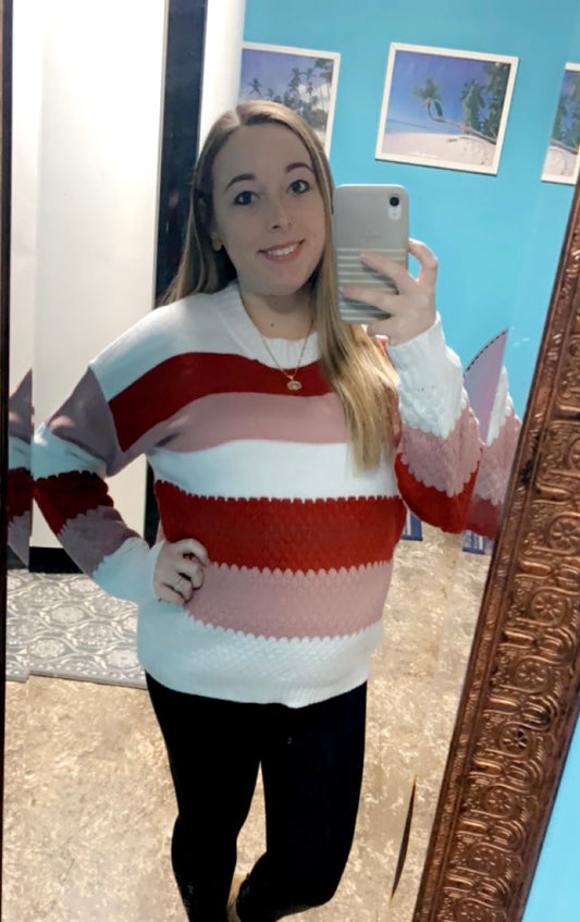 Red/pink stripe sweater