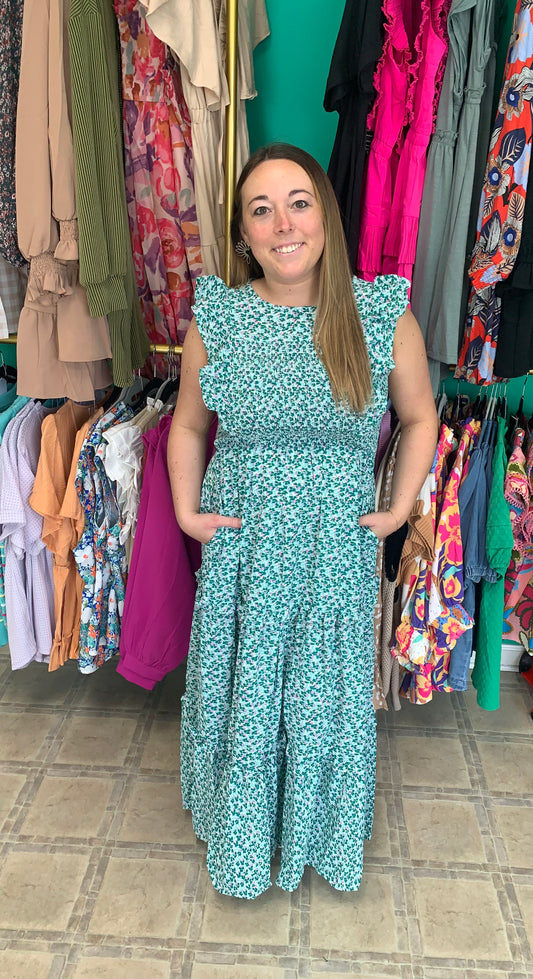 Green floral maxi