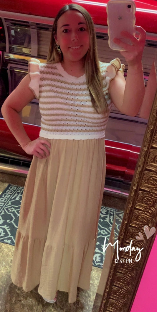 Khaki sweater top dress