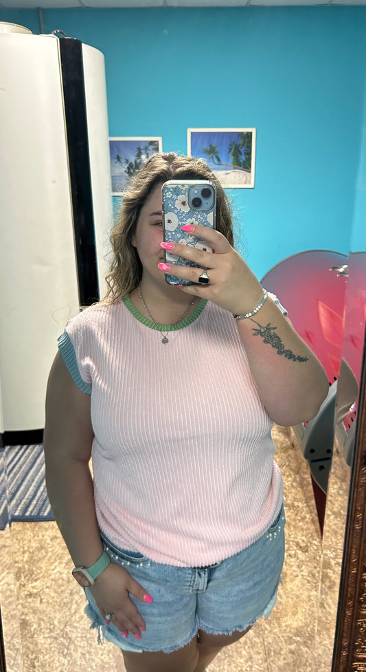 Pink ribbed top