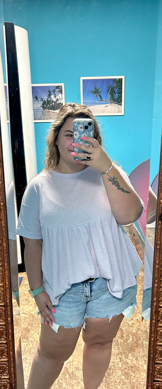 Lavender babydoll waffle top