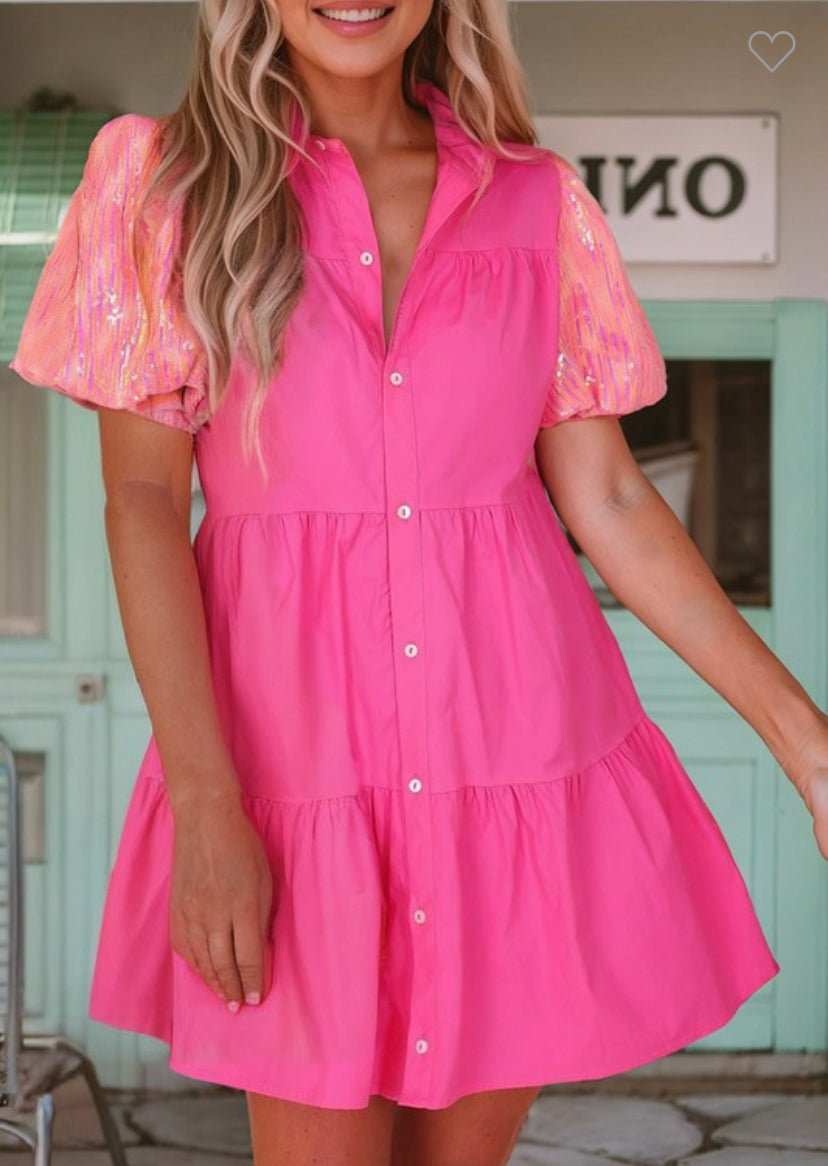 Pink button up dress