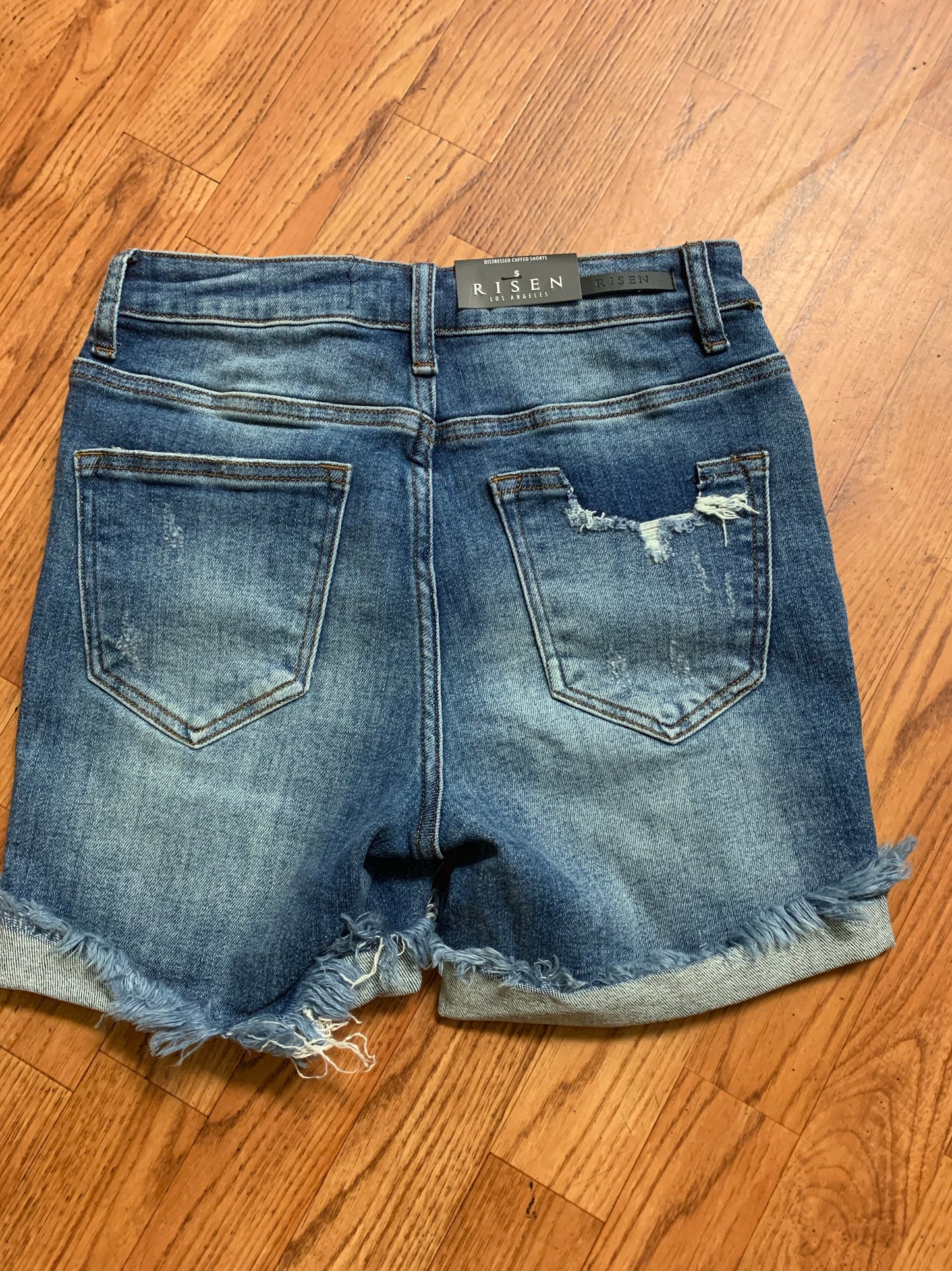 Distress midi shorts