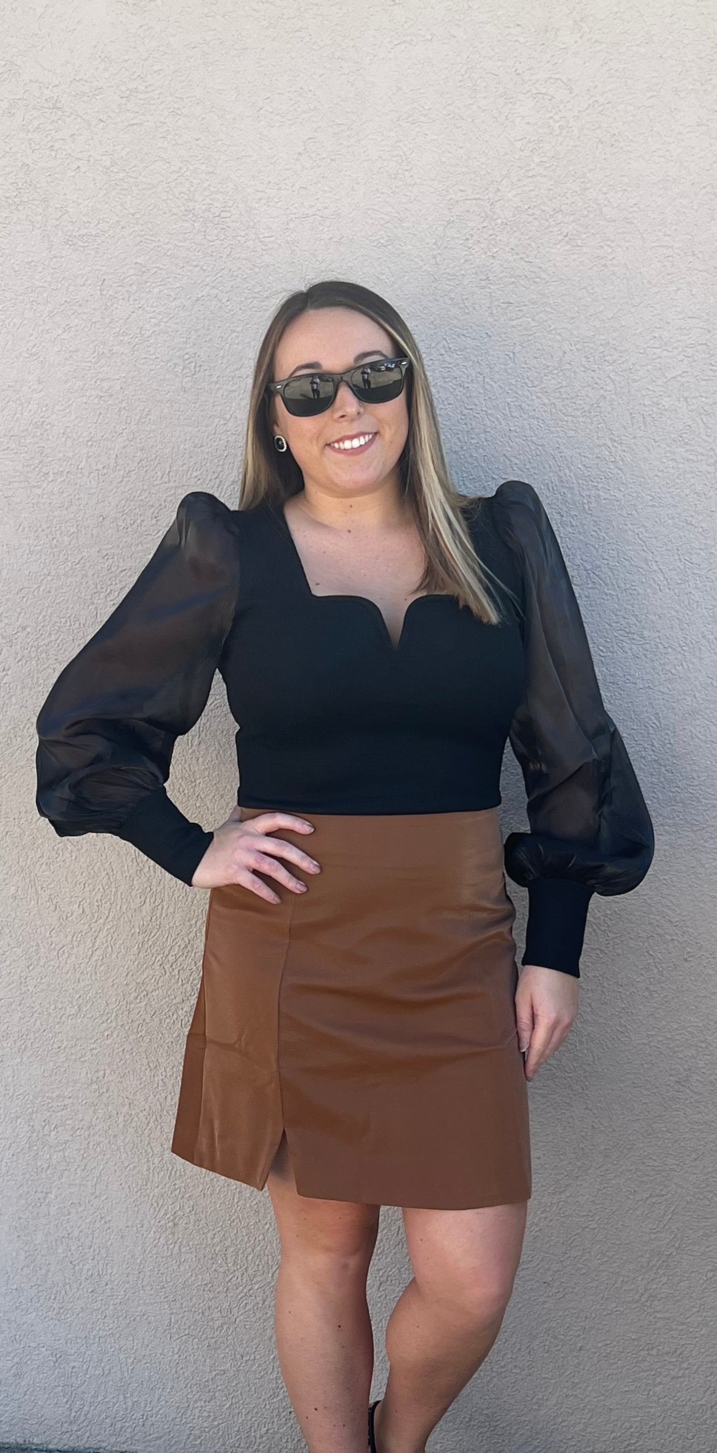 Faux leather skirt